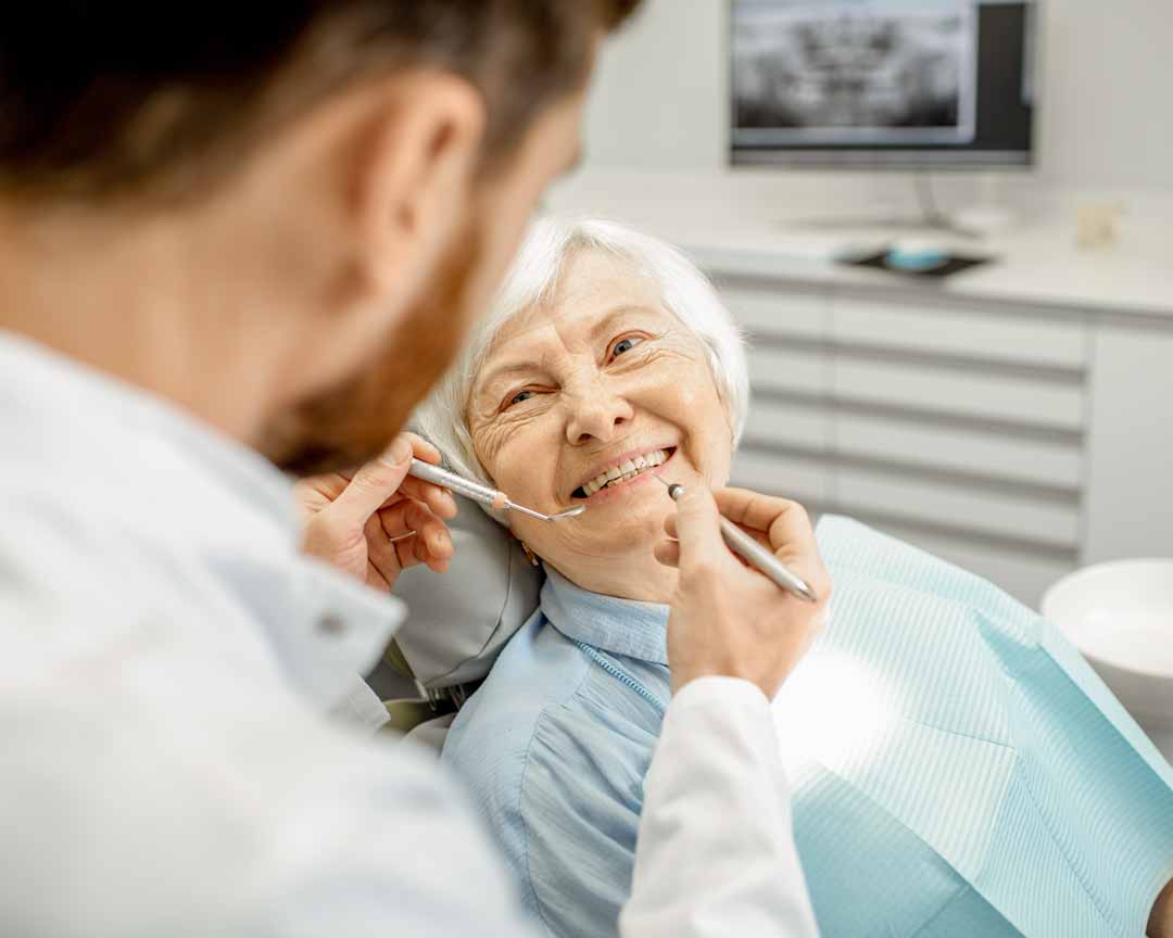 Older woman at a dentist appointment